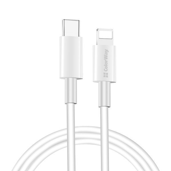 Кабель Colorway Type-C - Apple Lightning (PD Fast Charging) 3.0А 1м білий (CW-CBPDCL032-WH) CW-CBPDCL032-WH фото