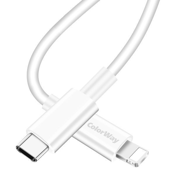 Кабель Colorway Type-C - Apple Lightning (PD Fast Charging) 3.0А 1м білий (CW-CBPDCL032-WH) CW-CBPDCL032-WH фото