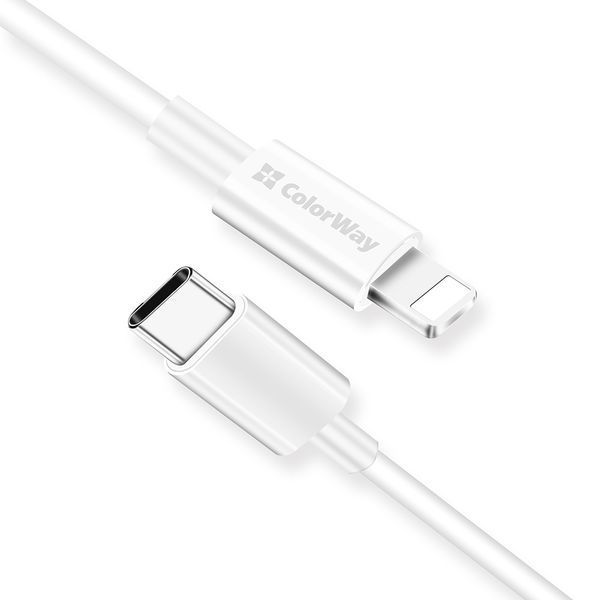 Кабель Colorway Type-C - Apple Lightning (PD Fast Charging) 3.0А 1м білий (CW-CBPDCL032-WH) CW-CBPDCL032-WH фото