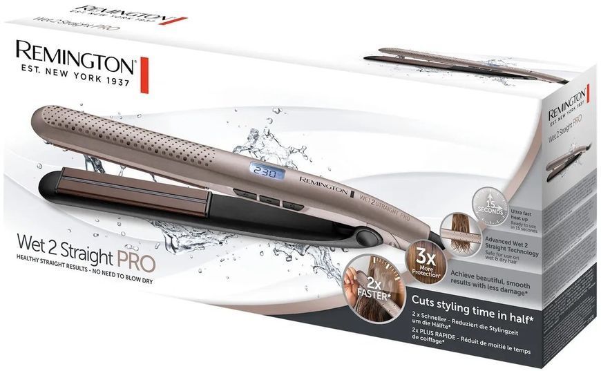 Remington Выпрямитель Wet 2 Straight Pro, 52Вт, темп.режимов-10, 140-230С, керамика, золотистый S7970 фото