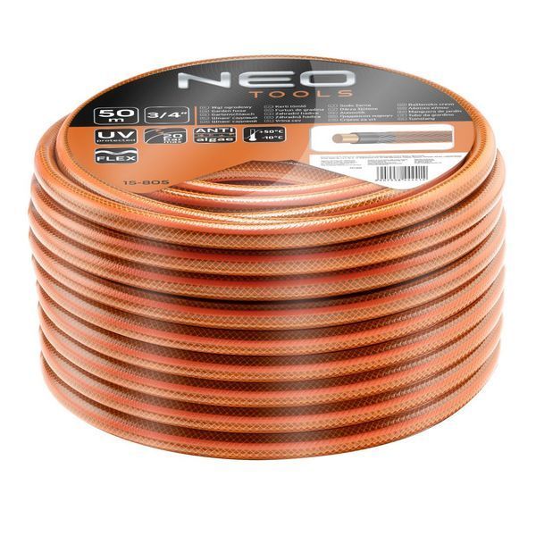 Шланг садовий Neo Tools Economic, 3/4", 50м, 4 шари, до 20бар, -10&hellip;+50&deg;C 15-805 фото