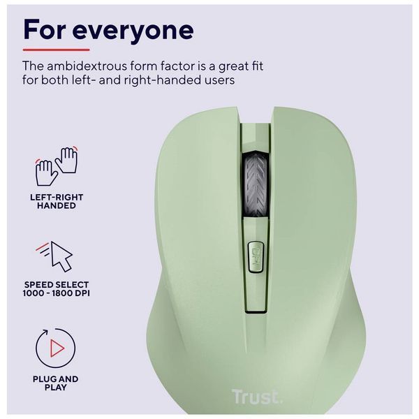 Мышка Trust Mydo Silent Wireless Green (25042) 25042 фото