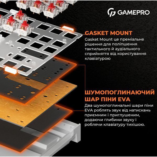 Клавіатура GamePro MK180W Hot-Swap Red Swich RGB USB UA White (MK180W) MK180W фото