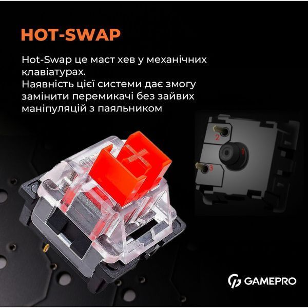 Клавіатура GamePro MK180W Hot-Swap Red Swich RGB USB UA White (MK180W) MK180W фото