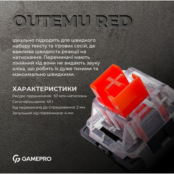 Клавіатура GamePro MK180W Hot-Swap Red Swich RGB USB UA White (MK180W) MK180W фото
