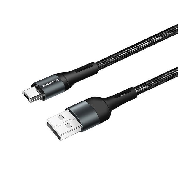 Кабель ColorWay USB - MicroUSB (nylon) 2.4A 1м черный (CW-CBUM045-BK) CW-CBUM045-BK фото
