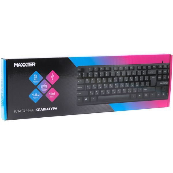 Клавіатура Maxxter KBM-U01-UA USB Black (KBM-U01-UA) KBM-U01-UA фото