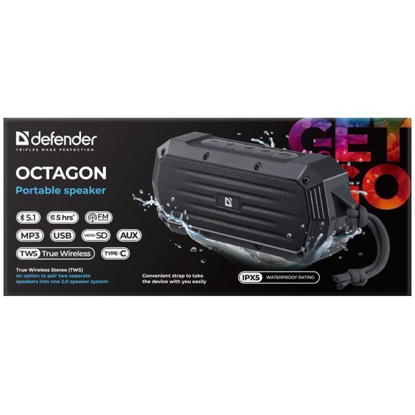 Акустична система Defender Octagon Bluetooth Black (65039) 65039 фото