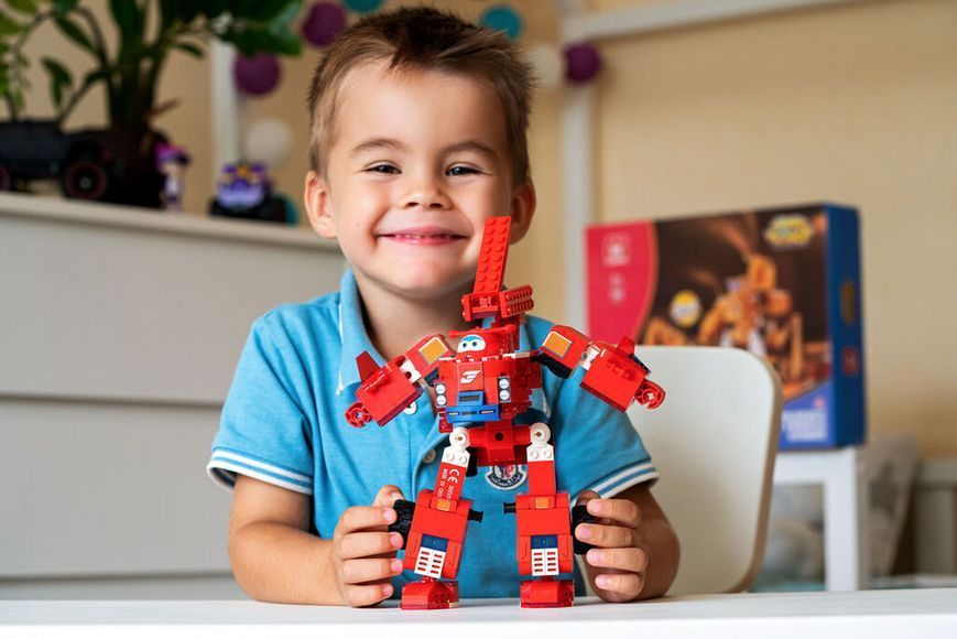 Конструктор-трансформер Super Wings Small Blocks 2в1 Buildable Transforming Vehicle Джетт (Jett) EU385005 фото