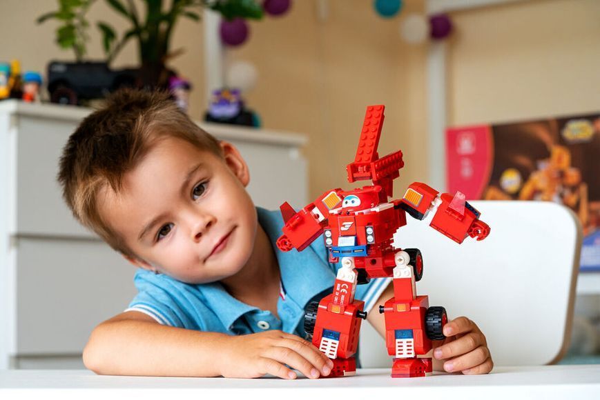 Конструктор-трансформер Super Wings Small Blocks 2в1 Buildable Transforming Vehicle Джетт (Jett) EU385005 фото
