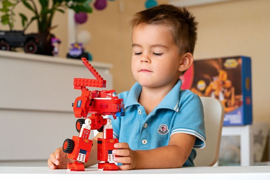 Конструктор-трансформер Super Wings Small Blocks 2в1 Buildable Transforming Vehicle Джетт (Jett) EU385005 фото