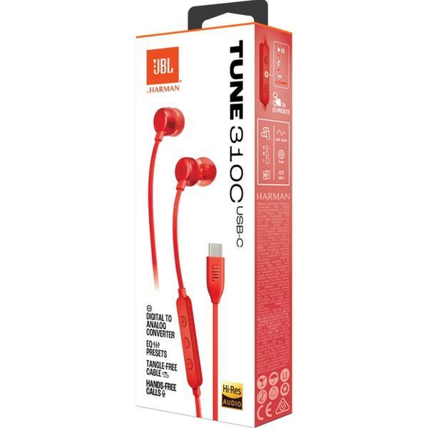Наушники JBL Tune 310C USB-C Red (JBLT310CRED) JBLT310CRED фото