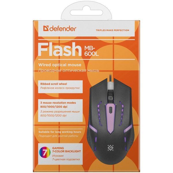 Мышка Defender Flash MB-600L Black (52600) 52600 фото