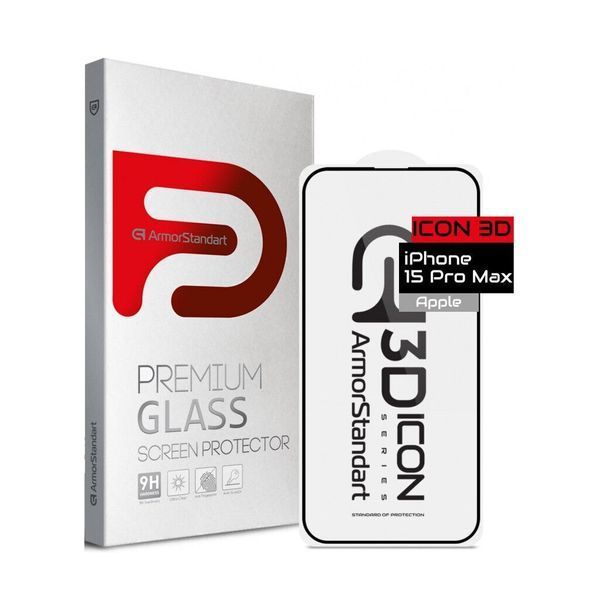 Защитное стекло ArmorStandart Icon 3D для iPhone 15 Pro Max Black (ARM68216) ARM68216 фото