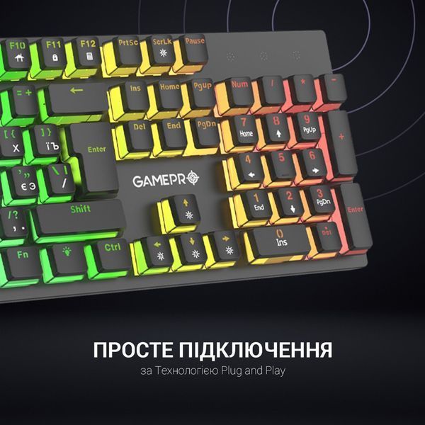 Клавіатура GamePro MK85R Red Switch RGB USB Black (MK85R) MK85R фото