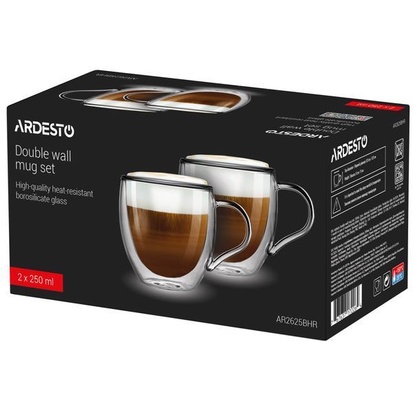 Набір чашок Ardesto BHR 250 мл 2 шт прозорий (AR2625BHR) AR2625BHR фото