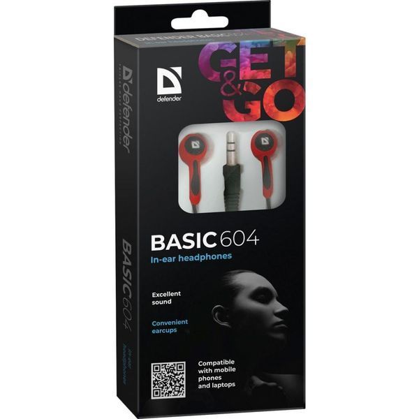 Навушники Defender Basic 604 Black-Red (63605) 63605 фото