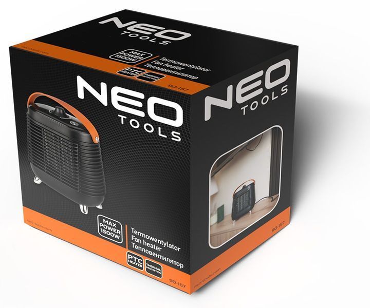 Тепловентилятор электрический Neo Tools, 1.5 кВт, термостат, черный, 1.08 кг 90-157 фото