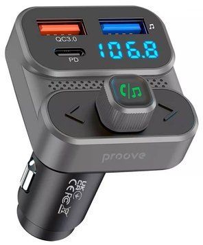 Автомобільний зарядний пристрій Proove FM Launcher Luxor SE 36W (PD+QC3.0) Type-C+USB Gray (FMLX20120003) FMLX20120003 фото