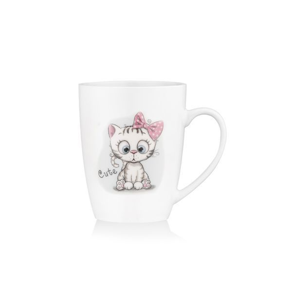 Чашка Ardesto Cute, 320мл, порцеляна, нержавіюча сталь, білий (AR3040BS) AR3040BS фото