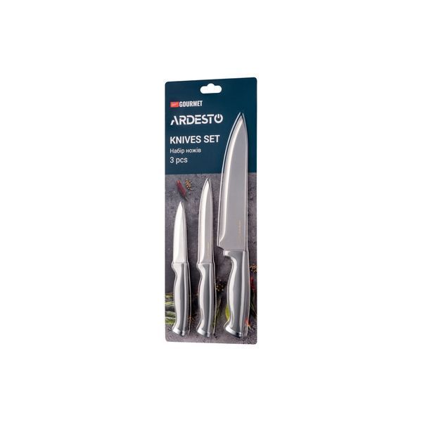 Набір ножів Ardesto Gemini Gourmet 3 шт Grey (AR2103GR) AR2103GR фото