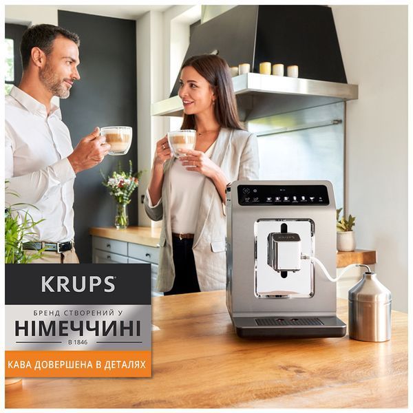 Krups Кофемашина Evidence Plus Titanium, 2,3л, зерно, автомат.капуч, OLED диспл, аторец.-19, черный EA894810 фото