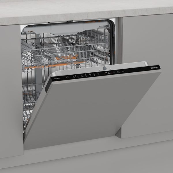 Посудомоечная машина Gorenje встраиваемая, 16компл., A++, 60см,AquaStop, автоматич откр, сенсорное упр, 3 корзины, белый GV16E1 фото
