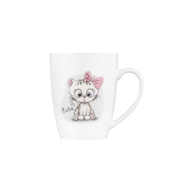 Чашка Ardesto Cute, 320мл, порцеляна, нержавіюча сталь, білий (AR3040BS) AR3040BS фото