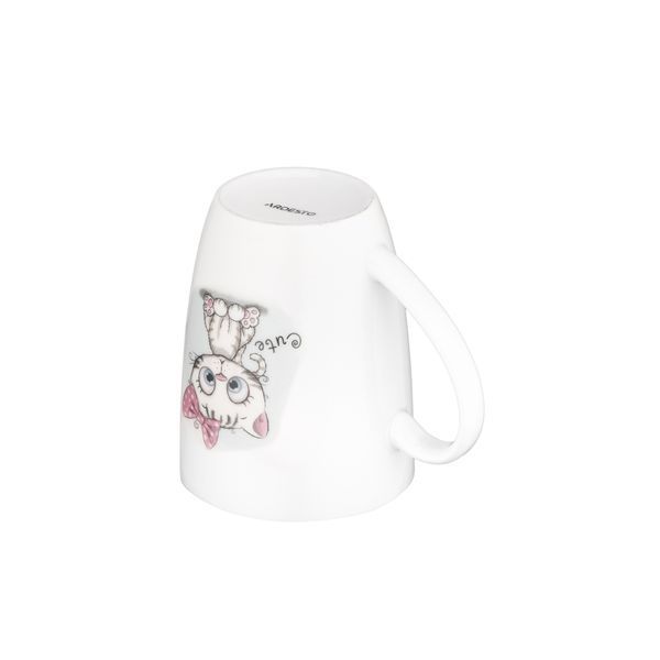 Чашка Ardesto Cute, 320мл, порцеляна, нержавіюча сталь, білий (AR3040BS) AR3040BS фото