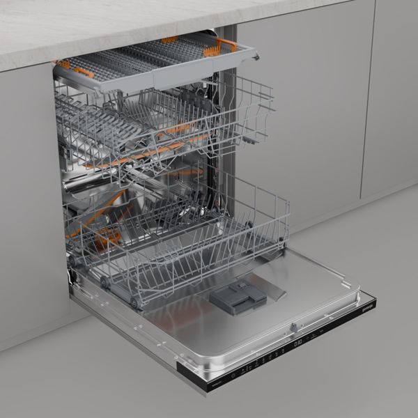 Посудомоечная машина Gorenje встраиваемая, 16компл., A++, 60см,AquaStop, автоматич откр, сенсорное упр, 3 корзины, белый GV16E1 фото