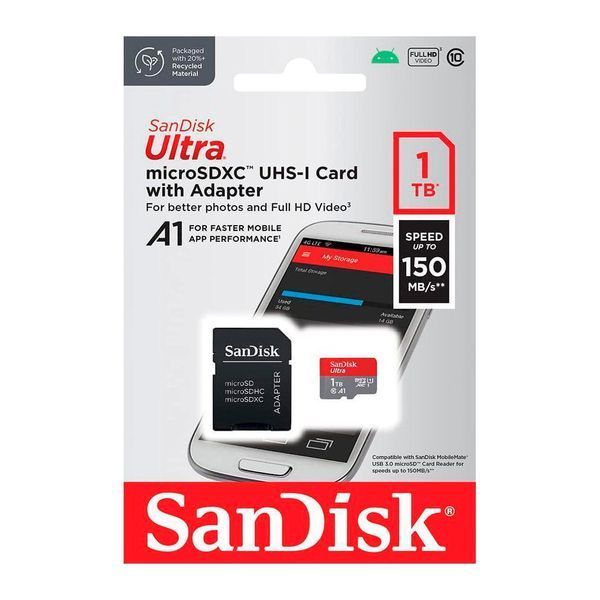 Карта памяти 1TB SanDisk microSDXC Ultra A1 (UHS-1) C10 (SDSQUAC-1T00-GN6MA) + адаптер SD SDSQUAC-1T00-GN6MA фото
