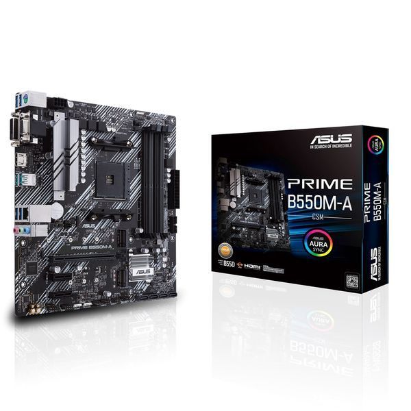 ASUS Материнcкая плата PRIME B550M-A/CSM sAM4 B550 4xDDR4 M.2 HDMI-DVI-VGA CSM mATX 90MB14I0-M0EAYC фото