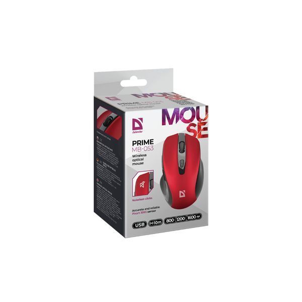 Мишка Defender Prime MB-053 Silent Wireless Red (52052) 52052 фото