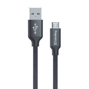 Кабель ColorWay USB - MicroUSB 2.1А 1м черный (CW-CBUM002-BK) CW-CBUM002-BK фото