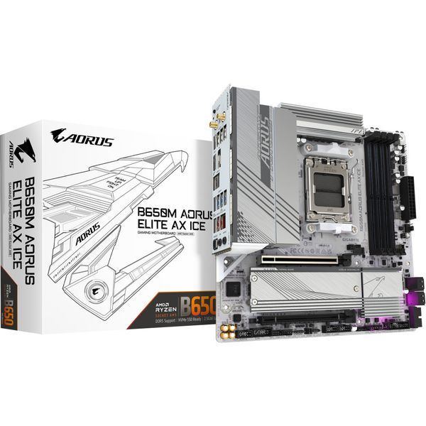 Материнська плата GIGABYTE B650M AORUS ELITE AX ICE (B650M A ELITE AX ICE) B650M A ELITE AX ICE фото