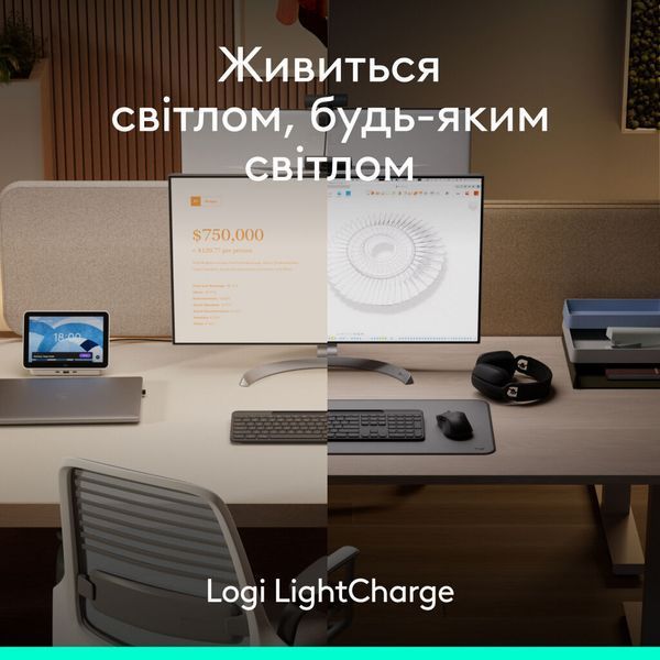 Клавиатура Logitech Slim Solar+ for Business Wireless/Bluetooth Graphite (920-013779) 920-013779 фото