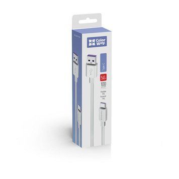 Кабель Colorway USB - Type-C (Fast Charging) 5.0А 1м белый (CW-CBUC019-WH) CW-CBUC019-WH фото