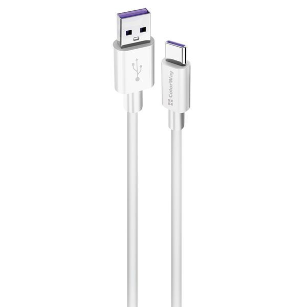 Кабель Colorway USB - Type-C (Fast Charging) 5.0А 1м білий (CW-CBUC019-WH) CW-CBUC019-WH фото