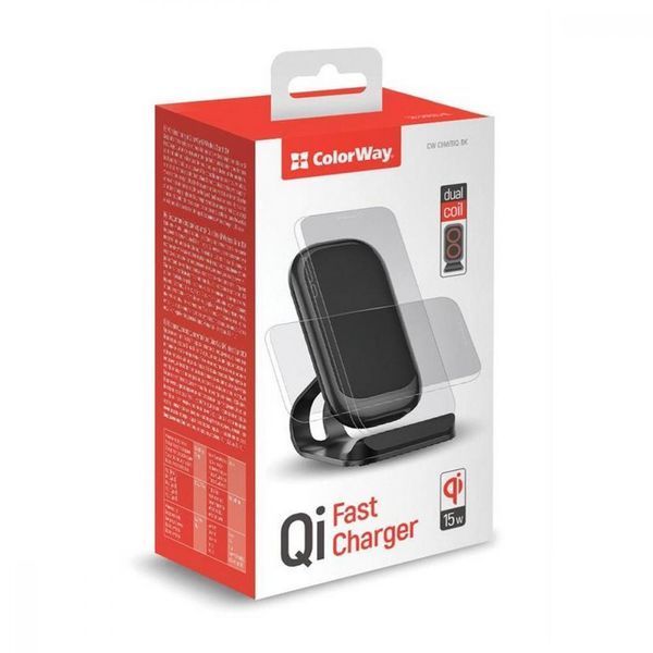 Беспроводное зарядное устройство для ColorWay Wireless Stand 15W Black (CW-CHW31Q-BK) CW-CHW31Q-BK фото