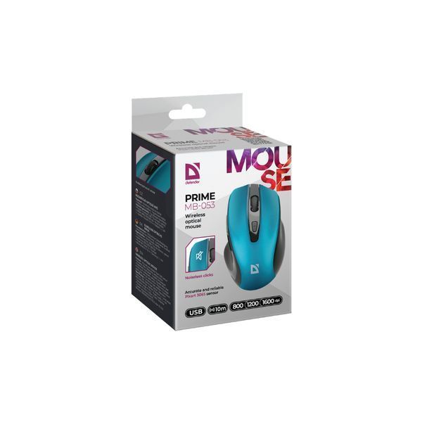 Мышка Defender Prime MB-053 Silent Wireless Turquoise (52054) 52054 фото