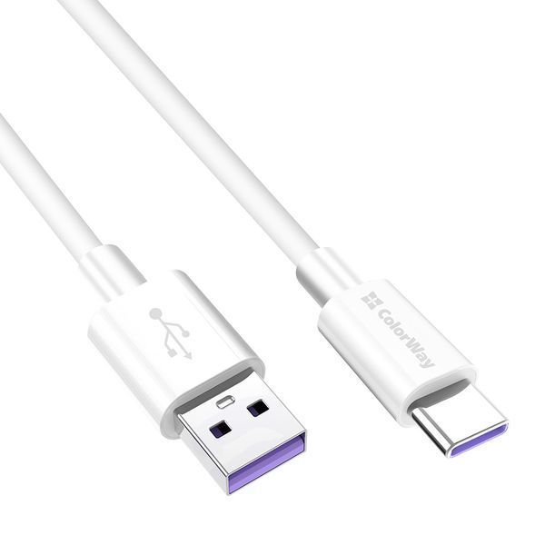 Кабель Colorway USB - Type-C (Fast Charging) 5.0А 1м білий (CW-CBUC019-WH) CW-CBUC019-WH фото