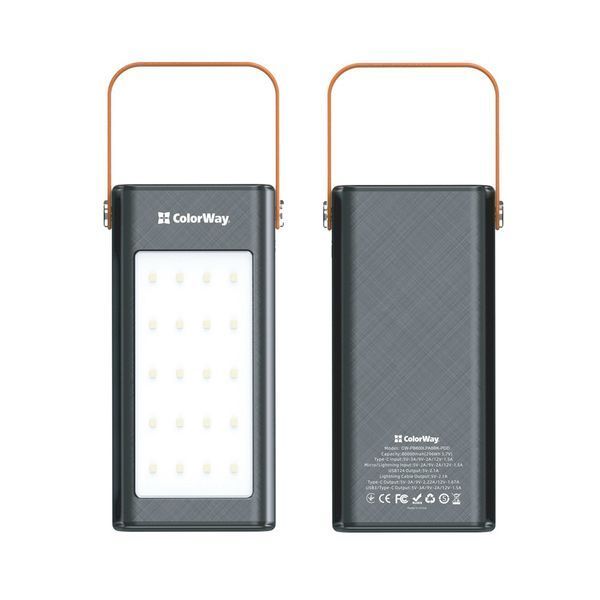 Универсальная батарея ColorWay 80000mAh LCD/Lamp (USB QC3.0 + USB-C Power Delivery 22.5W) Black (CW-PB800LPA8BK-PDD) CW-PB800LPA8BK-PDD фото