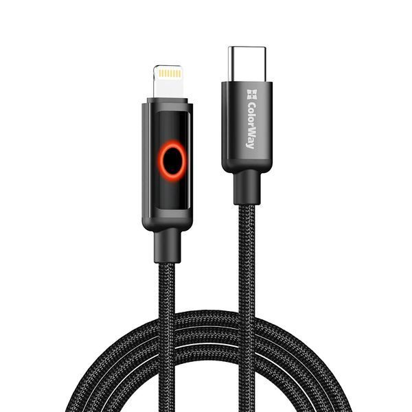 Кабель ColorWay Type-C - Apple Lightning (30W) 1м чорний (CW-CBPDCL103-BK) CW-CBPDCL103-BK фото