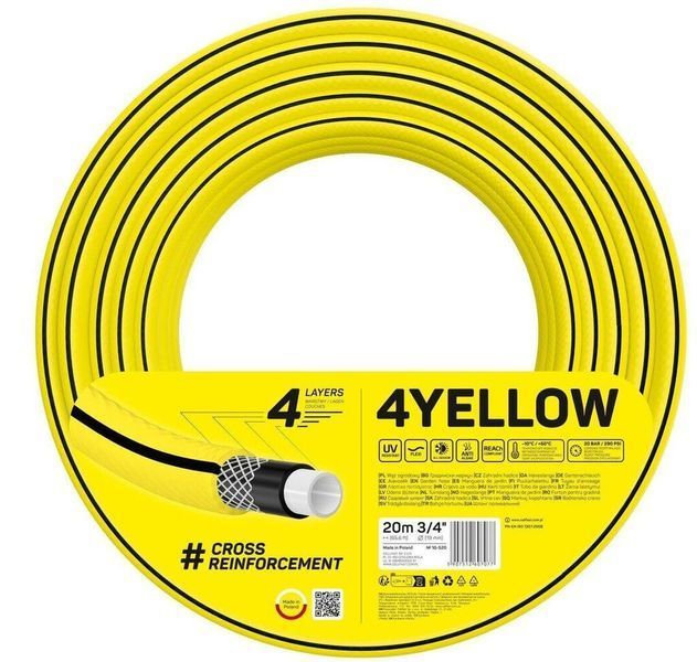 Шланг садовий Cellfast 4YELLOW 3/4" 20м 4 шари до 20бар -10&hellip;+50&deg;C 10-520 фото