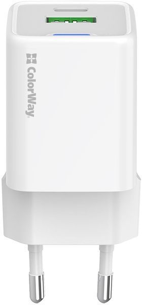 Зарядний пристрій ColorWay GaN Mini (30W) PD Port PPS USB (Type-C PD + USB QC4.0) білий (CW-CHS053PD-WT) CW-CHS053PD-WT фото