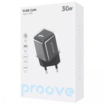 Зарядное устройство Proove Pure GaN (30W) Type-C Power Adapter Black (WCPU30012201) WCPU30012201 фото