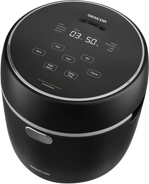 Sencor Рисоварка 350Вт, чаша-0.6л, LED дисплей, алюминий, нерж.сталь, пластик, черный SRM0671BK фото