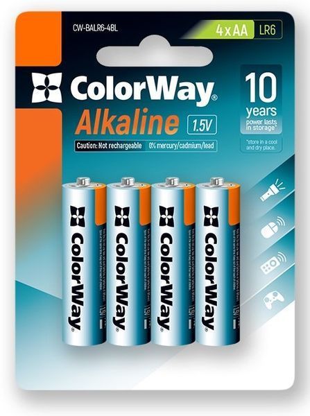 Батарейка СolorWay Alkaline Power щелочные AA (4шт) blister (CW-BALR06-4BL) CW-BALR06-4BL фото