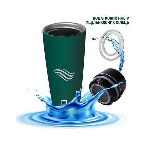 Термокружка Tavialo матовий зелений колір + 2 ущільнювальних кільця 460 мл (190460108) 190460108 фото