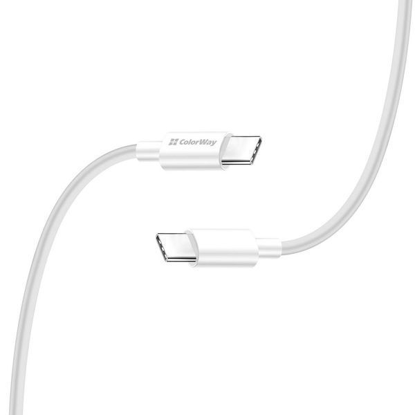 Кабель Colorway Type-C - Type-C (PD Fast Charging) 3.0А (65W) 2м білий (CW-CBPDCC056-WT) CW-CBPDCC056-WT фото